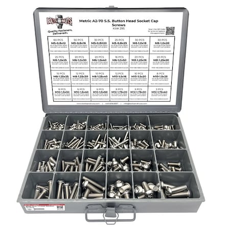 Boltsandnuts.Com Metric A2-70 Allen Button Head Socket Cap Screws Bolts Stainless Steel Assortment - 453 PCS Assortment Kit #295